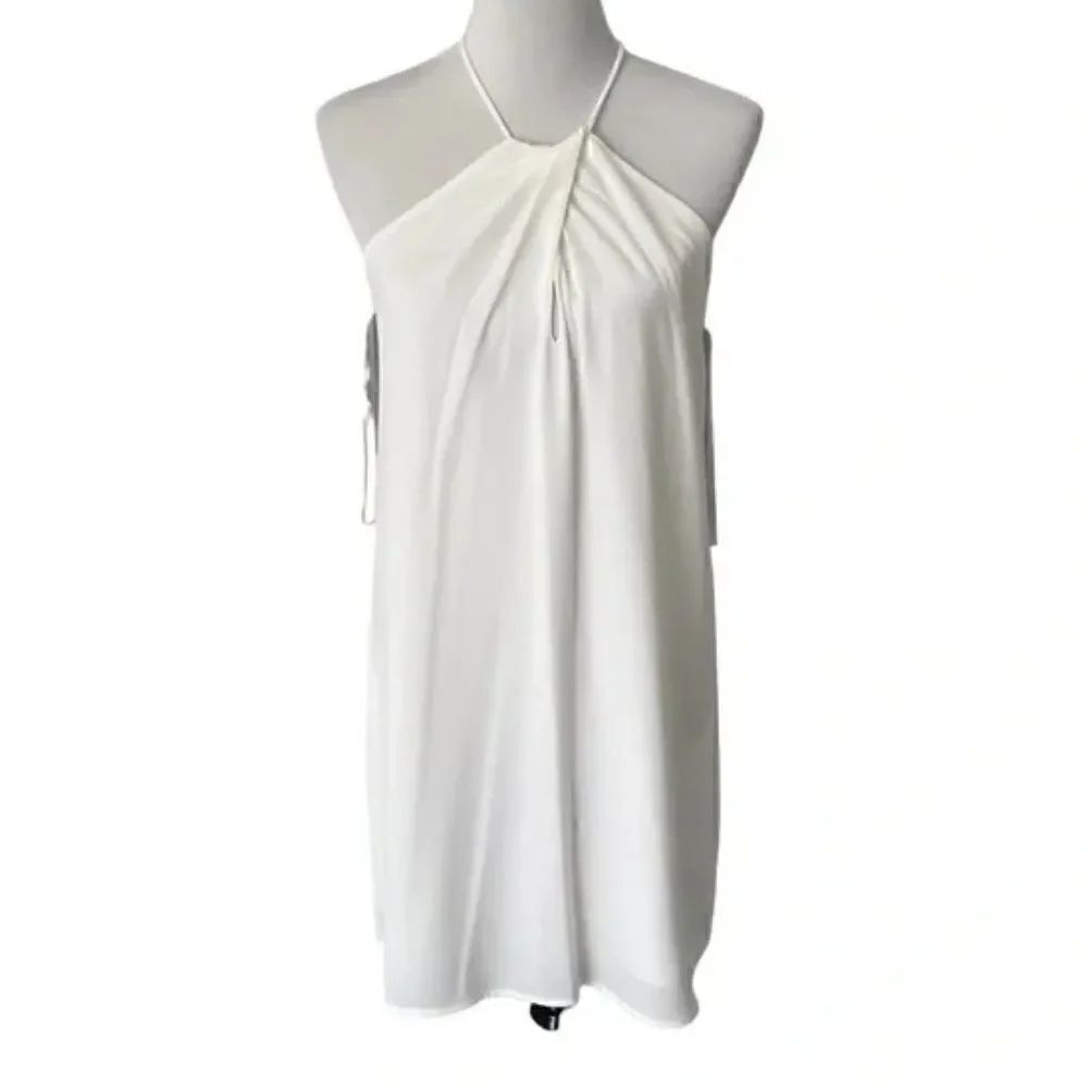 🆕 Tyche USA White Halter Shift Dress size M
